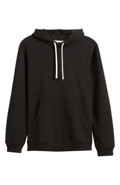 This quality-made drawstring hoodie is handcrafted in Canada from soft cotton terry. 26 1/2" length (size Medium) Drawstring hood Ribbed cuffs and hem Kangaroo pocket Smooth flatlock seaming designed to eliminate rubbing and irritation Lined hood 100% cotton Machine wash, tumble dry Imported Black Fleece Hoodie With Drawstring, Fleece Hoodie With Drawstring And Crew Neck, Black Cotton Sweats With Double-lined Hood, Relaxed Fit Crew Neck Hoodie With Drawstring, Cotton Hoodie With Drawstring Hood For Fall, Cotton Drawstring Hoodie Sweatshirt, Cotton Drawstring Hoodie, Black Drawstring Hoodie, Black Hoodie With Ribbed Cuffs In French Terry