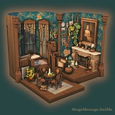 an image of a doll house with furniture