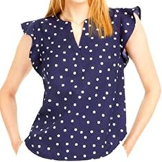 New With Tags Size:Xs Women's Polka Dot Flutter Sleeveless Blouse - A New Day? Navy Pet And Smoke Free Home Polka Dot Sleeveless Cotton Top, Sleeveless Polka Dot Cotton Tops, Polka Dot Sleeveless Casual Blouse, Sleeveless Polka-dotted Cotton Top, Polka Dot Sleeveless Blouse For Spring, Polka Dot Sleeveless Top For Work, Sleeveless Polka Dot Top For Work, Casual Sleeveless Polka Dot Blouse, Sleeveless Polka Dot Blouse For Spring