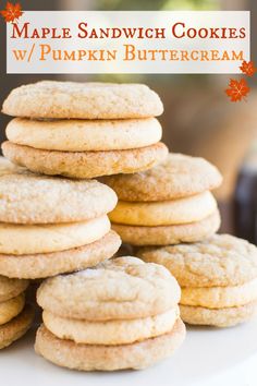 maple sandwich cookies stacked on top of each other