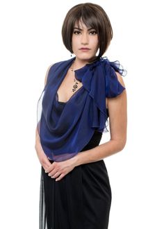 "This airy fluttering scarf, wrap, made with iridescent silk chiffon in dark blue color can jazz up your minimalist dress.Unique beauty created by gorgeous shades of blending deep blue and black. Goes from casual daytime to elegant evening wear. Use it as a shawl, wrap sash or as a head cover. Dimensions: The full length of the scarf is about 76\" and the width on the central widest part is about 15\". Fabrics 100% silk (6 momme weight) Color # 309 MarineBlue Product images/colors are for refere Elegant Silk Scarf For Summer Party, Chic Silk Party Scarf, Chic Silk Scarf For Party, Elegant Blue Scarves For Party, Elegant Chiffon Silk Scarf For Evening, Elegant Blue Silk Scarf For Evening, Marine Blue Color, Wedding Shawls, Elegant Evening Wear