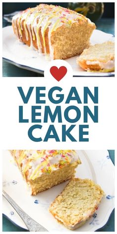 vegan lemon cake with white frosting and sprinkles