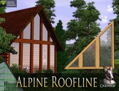 an image of a horse in front of a house with the words alpine roofline on it