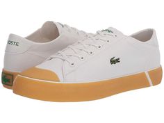 Lacoste Gripshot 120 6 - Women's Shoes : Off-White/Gum : The Lacoste Gripshot 120 6 sneaker will showcase your timeless style with a canvas upper material, contrasting signature accents, and a low-profile silhouette. Lace-up design offers a secure fit. Rounded toe with a piqué textured cap. Logo details at the tongue, side, and heel panel. Breathable canvas lining. OrthoLite cushioned insole for added comfort. Durable rubber outsole. Imported. Measurements: Heel Height: 1 1 10 in Weight: 11.8 oz Cheap Womens Shoes, Cap Logo, Lacoste Shoes, Sneakers Looks, Shoe Size Conversion, Sports Footwear, Shoe Size Chart, Puma Sneaker, Amazing Women