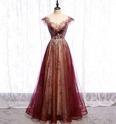 Beautiful Gradient, A Line Prom Dress, Yule Ball, Prom Dress Ideas, Red Evening Dress, فستان سهرة, A Line Prom Dresses, Prom Ideas, Dresses 2020