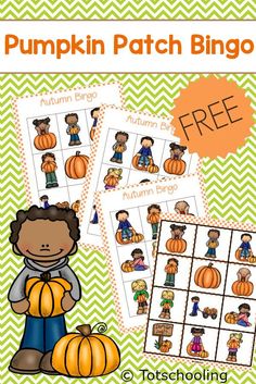 pumpkin patch bingo game with free printables for the kids to practice their math skills