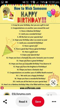 a birthday card with the words how to wish someone happy birthday