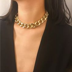 Chunky Necklace *New* Arrives New Fashion Jewelry Elegant Chunky Necklaces For Parties, Elegant Chunky Necklace For Parties, Trendy Chunky Necklace For Party, Chunky Gold Necklace For Party, Stile Punk Rock, Cuban Choker, Thick Chain Necklace, Necklace Collar, Chunky Chain Necklaces