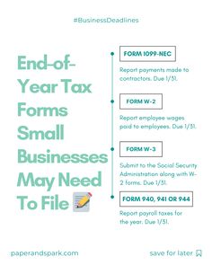 the end of year tax forms small businesses may need to file