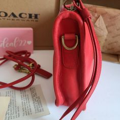 "Original Classic Coach Basic Bag Red leather with brass hardware Roomy interior with zip pocket secured by a top zipper Measures: 11\"L, 7\"H, 1.5\"W Detachable 33\" double strap with anchor on hardware Bead chain and hangtag Made in the New York City, USA Glue in serial #977-7407 New with tags, original box, tissue and paperwork Ready to wear The not so basic \"Basic bag\" that can be used as a clutch, shoulder bag, wristlet A true collectors piece! Questions? just ask more vtg coach styles/co Classic Red Bags With Brass Hardware, Red Travel Bag With Brass Hardware, Red Shoulder Bag With Brass Hardware For Everyday Use, Vintage Coach Bags, Bead Chain, Vintage Coach, Mini Crossbody, Tiffany Blue, Custom Bags