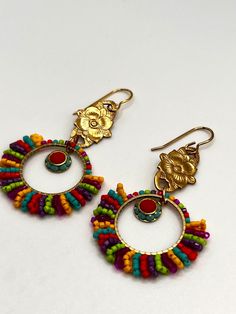 Colorful beaded brass earrings. These are lightweight one of a kind earrings that will go with all of your summer/spring outfits! Summer Spring Outfits, Brass Earrings, Favorite Jewelry, Jewelry Earrings Dangle, Spring Outfits, Etsy Earrings, Dangle Drop Earrings, Dangle Earrings, Jewelry Earrings