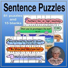 the book cover for sentence puzzles and 15 blanks