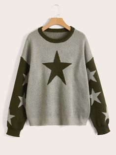 Drop Shoulder Sweater, Star Sweater, Goth Punk, New Star, Star Pattern