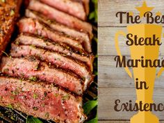 the best steak marinara in cuisine is on display next to a plate with grilled meat