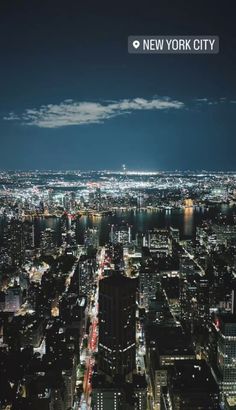 an aerial view of new york city at night