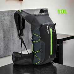 a backpack sitting on top of a table next to a wall with a sign that says 101