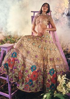 Papa Don't Preach, Pink Bridal Lehenga, Purple Lehenga, Tulle Blouse, Raw Silk Lehenga, Organza Sleeves, Pink Lehenga, Embroidered Lehenga, Ivory Bridal