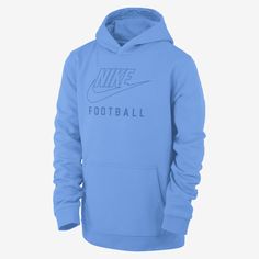 It's your game. Make sure everybody knows in this soft fleece sweatshirt. Nike Team-colored Long Sleeve Hoodie, Nike Blue Sweatshirt For Sports Events, Blue Team Spirit Hoodie Sweatshirt, Blue Fleece Hoodie With Team Spirit, Blue Fleece Sweatshirt For Sports Events, Nike Boys, Football Kids, 2024 Christmas, Nike Boy