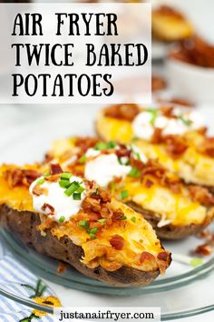 air fryer twice baked potatoes on a plate