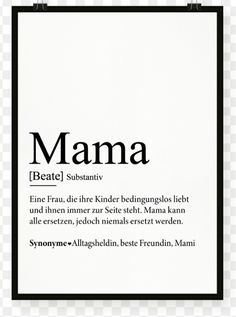 a poster with the word mama in black and white font, on a transparent background