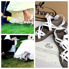 the bride and groom are getting ready to walk down the aisle in their wedding shoes