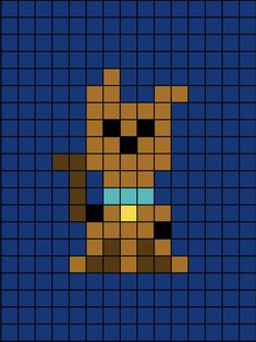 A small pixel art template of Scooby-Doo the cartoon character dog. Perler Bead Patterns Scooby Doo, Scooby Doo Perler Beads, Scooby Doo Pixel Art, Minecraft Pixel Art Easy, Scooby Doo Crochet, Pixel Art Tiny, Easy Pixel Art Ideas, Tiny Perler Bead Patterns, Pixley Art