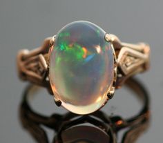 Antique Opal Ring14k Rose Gold by SITFineJewelry on Etsy, $1375.00 Elegant Iridescent Opal Ring With Cabochon, Elegant Iridescent Cabochon Opal Ring, Antique Opal Ring, Gold Opal Ring, Opal Ring Vintage, Rose Gold Opal Ring, Opal Ring Gold, Antique Ring, Ring Antique