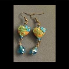 This Handmade Pair Of Earrings Has Lampwork Glass Beads, Crystal Beads And Bronze Ear Wires. Come With Earring Backs. Smoke Free Home. Chocolate Hearts, Hand Crafted Jewelry, Lampwork Glass Beads, Crafted Jewelry, Earring Backs, Heart Earrings, Jewelry Ideas, Ear Wires, Handcrafted Jewelry