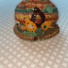 Unworn Knit Hat, Perfect Condition Beautiful Yarnz Used, Including Metallic Strands As Pictured Beaded Applique, Knit Hat, Green Orange, Green And Orange, Knitted Hats, Women Accessories, Beads, Orange, Knitting