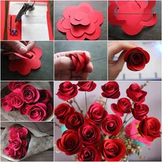 the process of making flowers out of paper