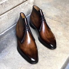 Handmade Chukka Boots, Two Eyelets Woody Brown Patina on Storenvy