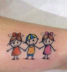 Stick Figure Tattoo, Grandchildren Tattoos, Name Tattoos For Moms, Twin Tattoos, Mommy Tattoos