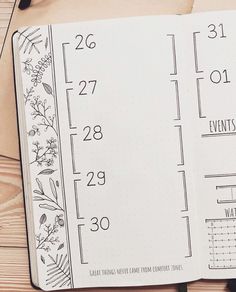 an open planner with flowers and plants on it