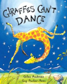 the giraffes can't dance book cover with an image of a giraffe falling from a tree