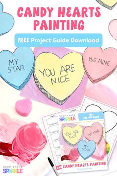 valentine's day candy hearts painting project with free printables