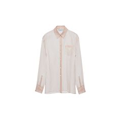 Prada organza blouse in stripe with logo print on chest Spread collar; button front Long sleeves; button cuffs Chest patch pocket Relaxed fit Silk Dry clean, professional cleaning recommended Made in Italy Organza Blouse, Stripe Blouse, Professional Cleaning, Striped Blouse, Bergdorf Goodman, Logo Print, Patch Pocket, Prada, Tops Designs