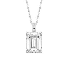 Pictured is a 2.5 carat Emerald Cut Classic Necklace With Diamond And Emerald Cut, Classic White Gold Emerald Cut Necklace, Classic White Emerald Cut Necklace, Classic Gia Certified Necklace As A Gift, Classic Gia Certified Necklace As Gift, Gia Certified Baguette Cut Classic Jewelry, Classic Octagon Necklace For Anniversary, Classic White Gold Octagon Necklace, Classic Octagon Brilliant Cut Jewelry