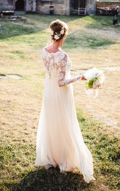 Long sleeve lace wedding dress with stunning silk slip via Etsy Elegant Long Sleeve Wedding Dresses, Bohemian Wedding Dress Lace, Wedding Gowns With Sleeves, Lace Wedding Dress With Sleeves, Bridal Outfit, Long Sleeve Wedding Dress Lace, Grace Loves Lace, Wedding Boho, A Wedding Dress