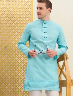 WELCOME TO MY SHOP STYLEASHRA Give yourself a best ethnic look by wearing this Top / kurta pajama  Made of rich cotton blend fabric this regular-fit set comprises a full-sleeved Indian Long kurta/ kurta This outfit with mojris will look apart on special occasions. material l :100%Cotton Color : sky blue Length : 40 inch Shirt Chest is measurement for shirt (not body) As per standard, for best loose fitting 5" inches gap should be there between actual chest size and shirt chest size Size chart is below Men's Sizes Actual Body Chest - Ready Shirt Chest i Add 5" Inches Lose Fitting Fabric Armhole To Armhole. XS - 31" Inches 36" Inches S - 35" Inches 40" Inches M - 37" Inche 42" Inches L - 39" Inches 44" Inches XL - 43" Inches 48" Inches 2XL - 47" Inches 52" Inches 3XL - 51" Inches 56" Inches Kurta Wedding, Traditional Kurta, Wedding Fancy, Kurta Cotton, Designer Kurta, Dress Traditional, Long Kurta, Ethnic Looks, Cotton Kurta