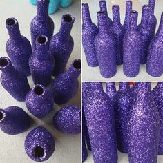 there are many purple vases that have been made to look like toothbrushes