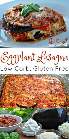 an eggplant lasagna with low carb, gluten free sauce