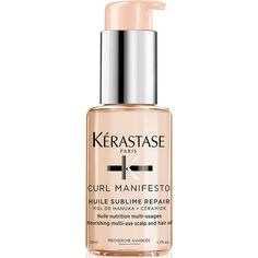 A nourishing, multi-use oil which adds moisture and boosts shine in curly hair The Kérastase Curl Manifesto Huile Sublime Repair Oil 50ml is a nourishing, multi-use scalp and hair oil treatment infused with Manuka honey and Ceramide for very curly and coily hair. This nourishing versatile oil blend can be used in different steps of the hair and scalp care routine to help add moisture and enhance shine. Use the Curl Manifesto routine for perfectly defined and nourished curls. Benefits Boost of mo Oil For Curly Hair, Enhance Natural Curls, Best Hair Oil, Hair Concerns, Scalp Oil, Promote Healthy Hair Growth, Oil Treatments, Coily Hair, Scalp Conditions