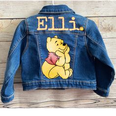 Winnie the pooh jean jacket  Order will be shipped 7 days after its purchased plus 3-5 days to be delivered  If you need fast shipping please add it at checkout. Please be sure about the size  No return or exchange on personalized orders Customizable Denim Jacket For Fall, Cute Winter Denim Jacket, Cute Fitted Long Sleeve Denim Jacket, Fitted Long Sleeve Cute Denim Jacket, Customizable Cotton Denim Jacket For Fall, Customizable Long Sleeve Denim Jacket, Customizable Denim Outerwear For Fall, Customizable Long Sleeve Denim Outerwear, Customizable Fitted Denim Jacket Casual Style