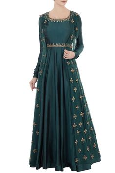 Buy Blue Round Silk Jacket And Anarkali Set For Women by Priyanka Jain Online at Aza Fashions. Design Kurta, Net Gowns, Indian Party Wear, Long Gown Dress, Indian Gowns Dresses, Gilet Long, Indian Gowns, Designer Party Wear Dresses, Party Wear Indian Dresses