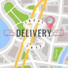 a map with the words local delivery on it