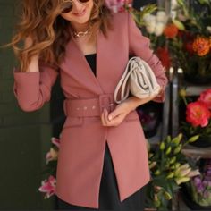 Genuine Zara New With Tag Color: Marsala (Light Wine) Bloggers Favorite. Polished Look With Belt. Lovely Color Zara Tweed, Belted Blazer, Zara New, Zara Jackets, Fashion Over 50, Black Bow, Lovely Colors, Polished Look, Ribbon Bows