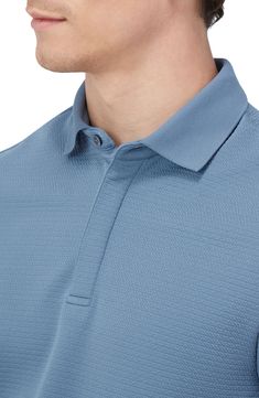 Hash-mark ribs texture a lightweight and stretchy polo rendered in solid hues and ideal for all your off-duty endeavors. 29" length Hidden-button half placket Spread collar Short sleeves 97% polyester, 3% spandex Machine wash, dry flat Imported Business Polo Shirt With Ribbed Collar, Textured Polo, Beauty Advice, Favorite Daughter, Blazer With Jeans, Maternity Shops, Designer Clothes For Men, Modern Outfits, Kids Sneakers