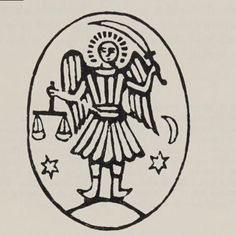 an image of the zodiac sign in black and white with stars around it, as well as a person holding a balance scale