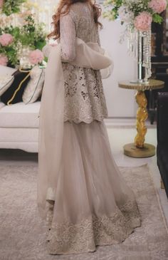 Sharara Engagement Look, Pakistani Nikkah Dress For Sister, Pakistani Heavy Dresses, Eastern Wedding Dresses, Engagement Dress Pakistani, Shadi Dresses For Bride Sister, Wedding Wear For Women, Pakistani Engagement Dresses, Jeans Casual Outfit