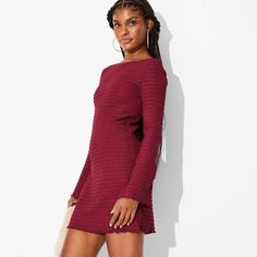 Women's Split Long Sleeve Mini A-Line Dress - Wild Fable™ Berry Red S Sweater Maxi Dress, Target Clothes, Midi Slip Dress, Ballet Dress, Red S, Holiday Dress, Women Maxi, Dress 16, Long Sleeve Maxi